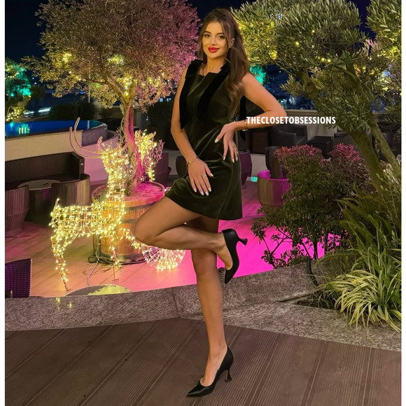 ZARA Short Velvet Mini Dress w/ Shoulder Ties | Black | Sizes M & L - Picture 10 of 16